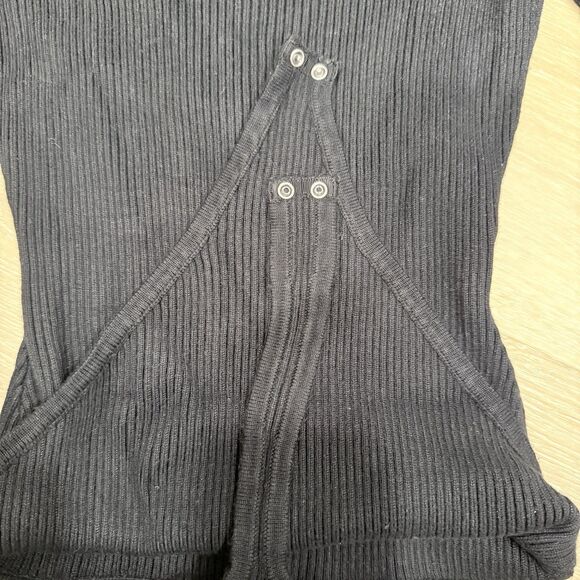 Abercrombie Fitch Sweetheart Square Neck Knit Bodysuit M Balletcore Goth Grunge - Picture 7 of 12